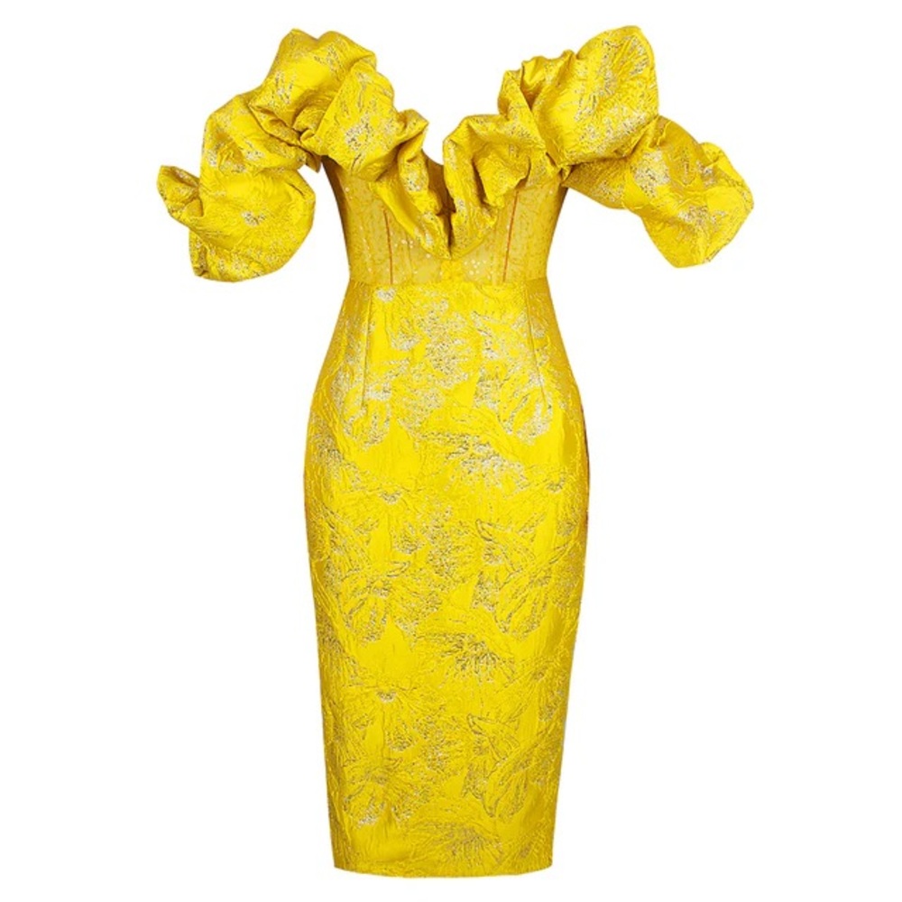 Elegant Yellow Off-Shoulder Dress